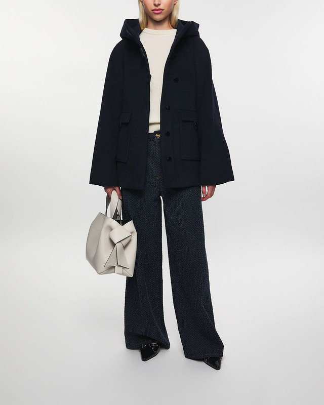 Ganni Jacket Boiled Wool Midi Blue L-XL