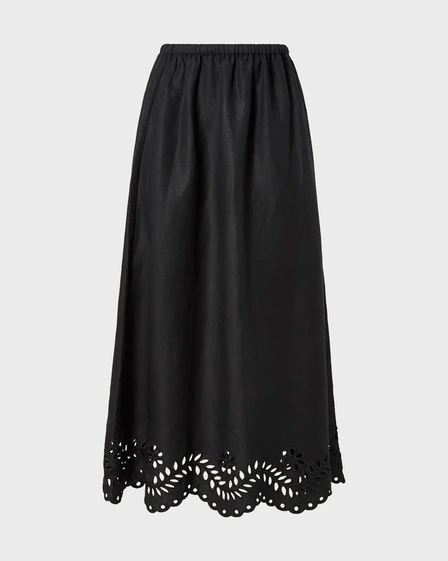 Skirt Chara Maxi  Broderie Anglais Black