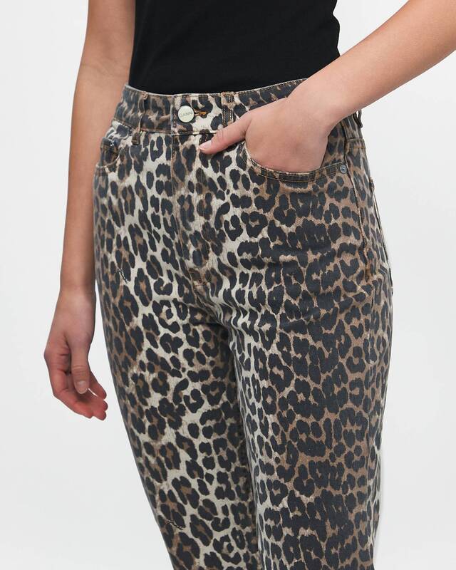 Ganni Jeans Print Denim Betzy Cropped Leopard 29