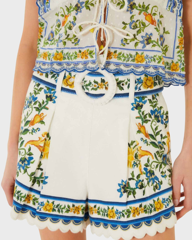 Shorts Emily Floral Tapestry Offwhite