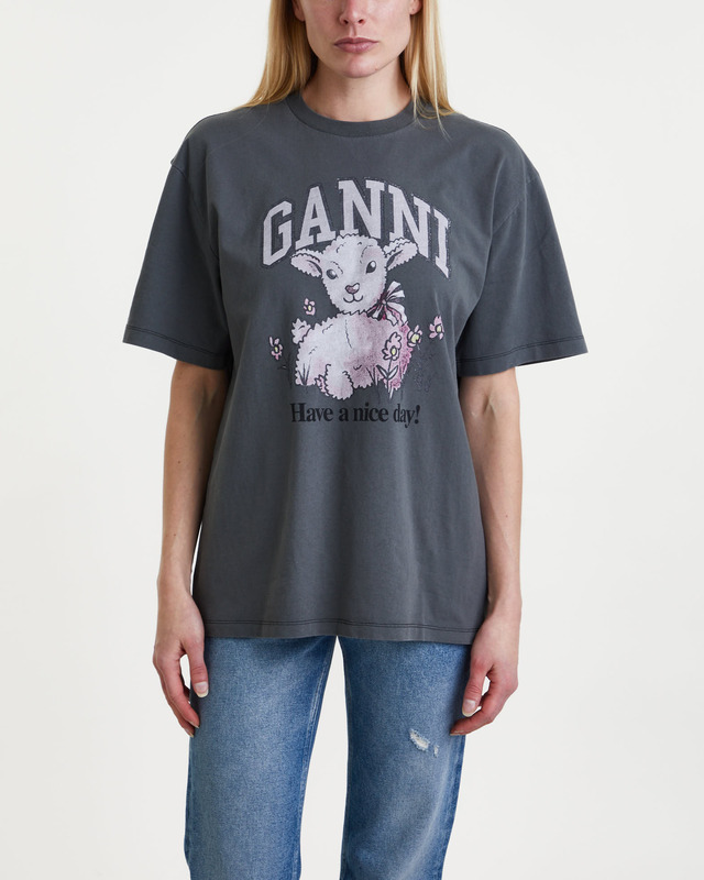 Ganni T-Shirt Future Heavy Jersey Lamb Grey XL