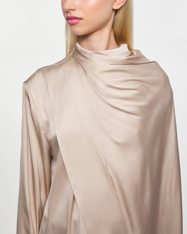 Magda Butrym Blouse Cape-Effect Silk Beige FR 40 (EUR 38)