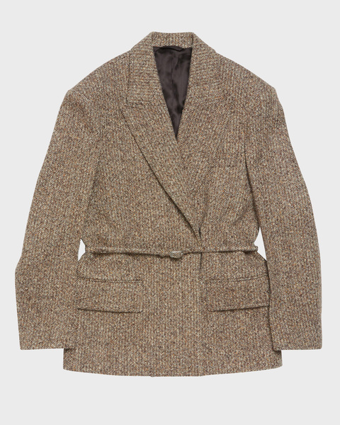 Blazer Single-Breasted Tweed Beige/Brown 1