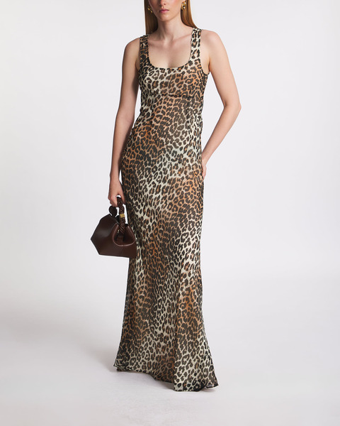 Dress Printed Chiffon Maxi Leopard 2