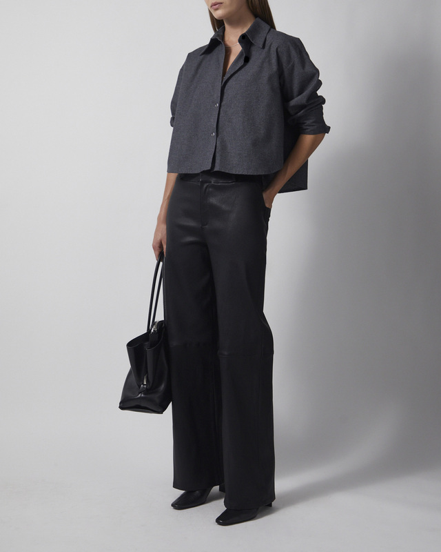 Skjorte Cropped Brushed Cotton Grey