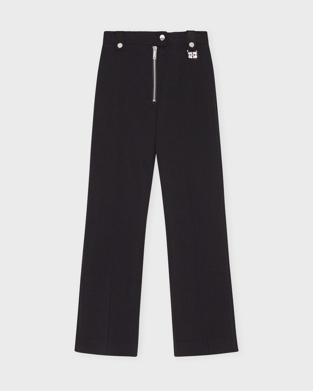 Ganni Trousers Bonded Crepe  Black 42