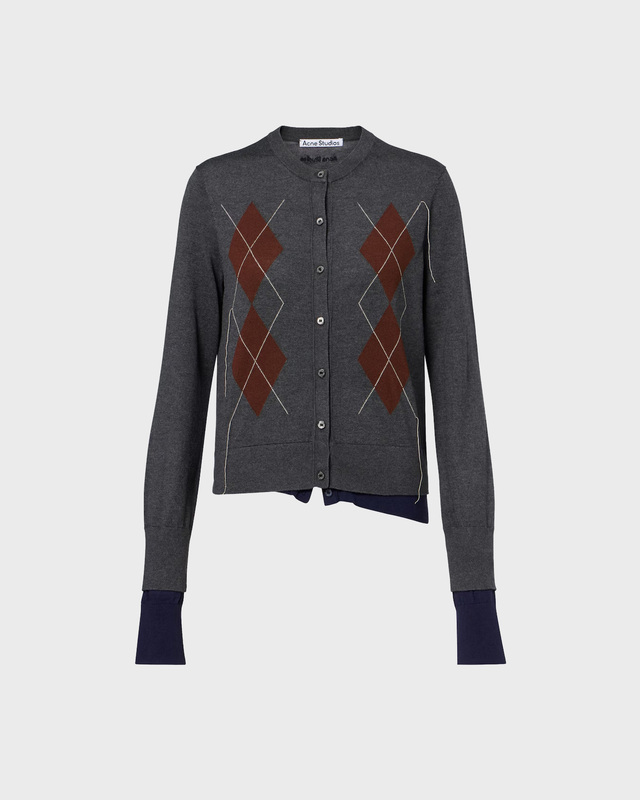 Kofta Double-Layered Argyle Mörkgrå