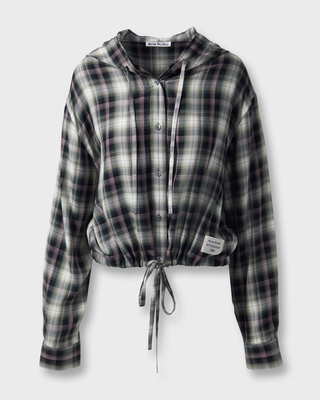 Shirt Hooded Check Svart/grön