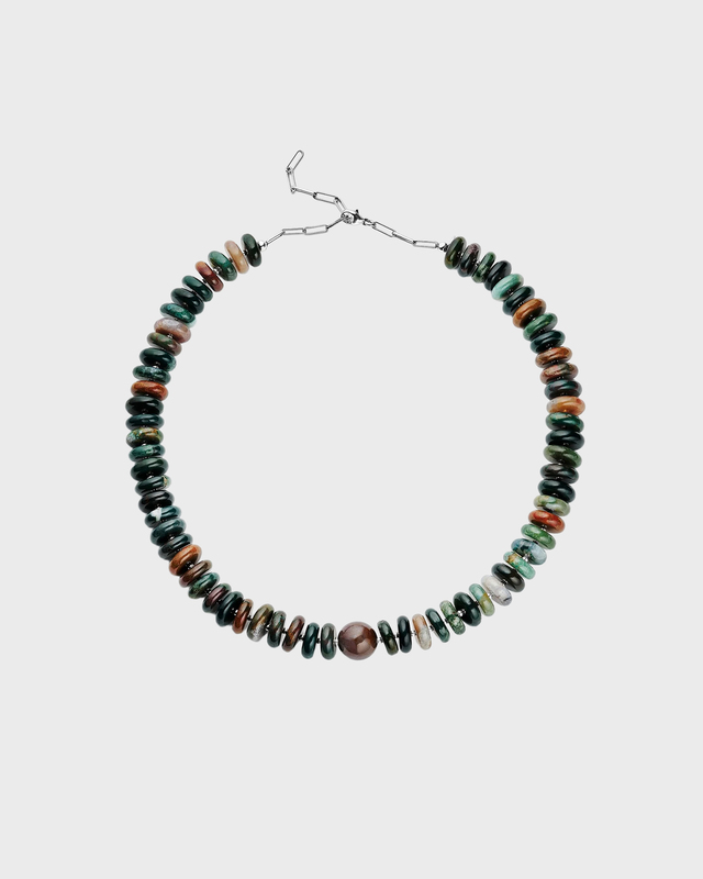 Halskjede Forest Green Stone Silver