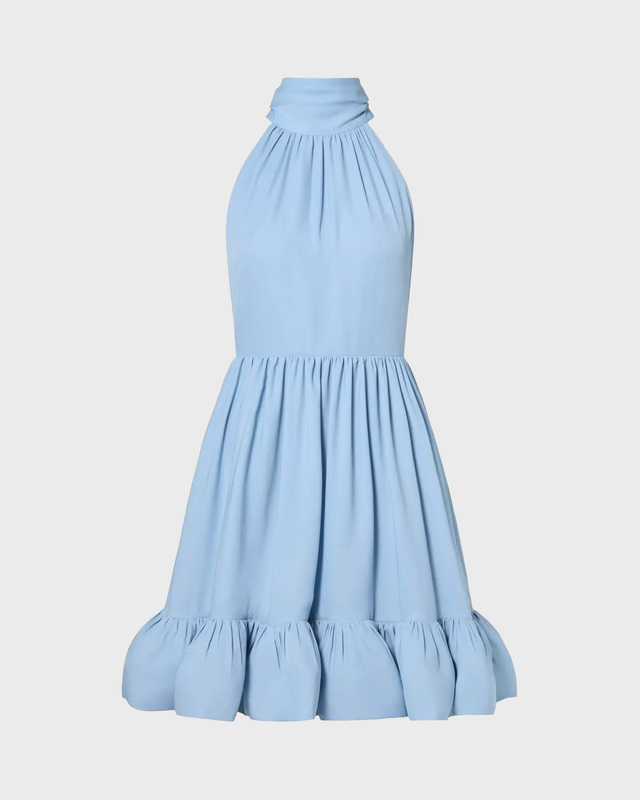 Dress Fern Halterneck Ruffled Mini Sky