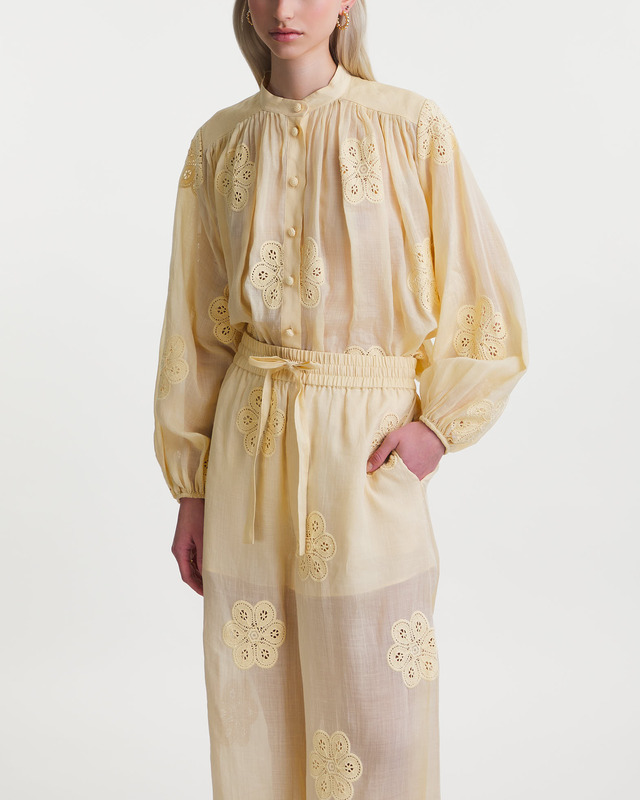 ZIMMERMANN Blus Acadian Embroidered Ljusgul 0 (XS-S)