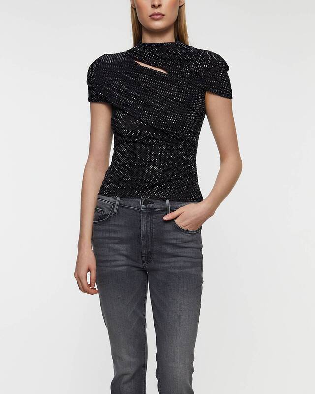 Self-Portrait Top Rhinestone Mesh Cut Out Black UK 10 (EUR 38)