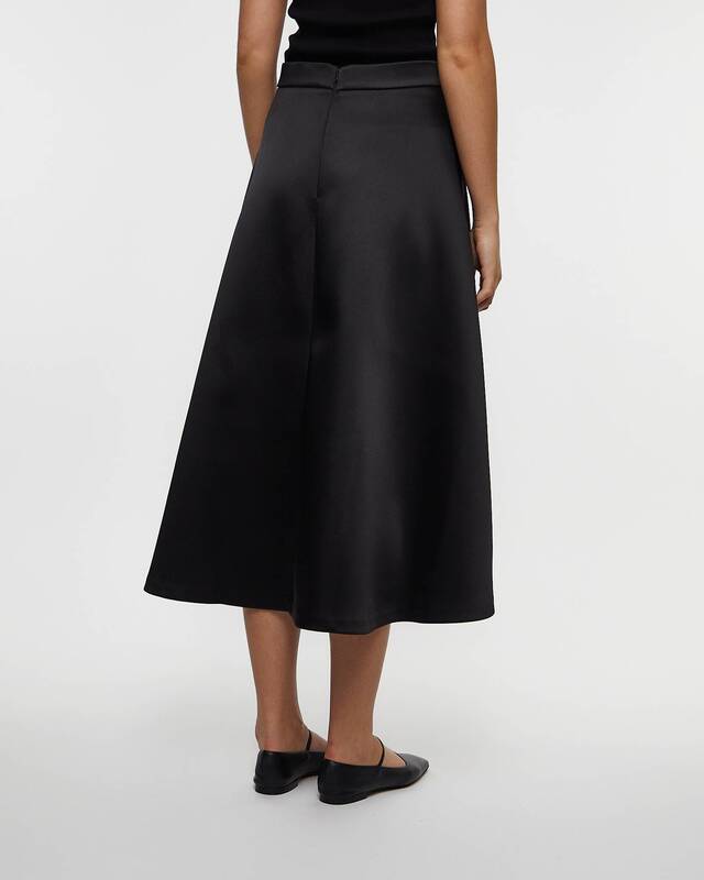 RÓHE Skirt Voluminous A-Line Satin  Black 34