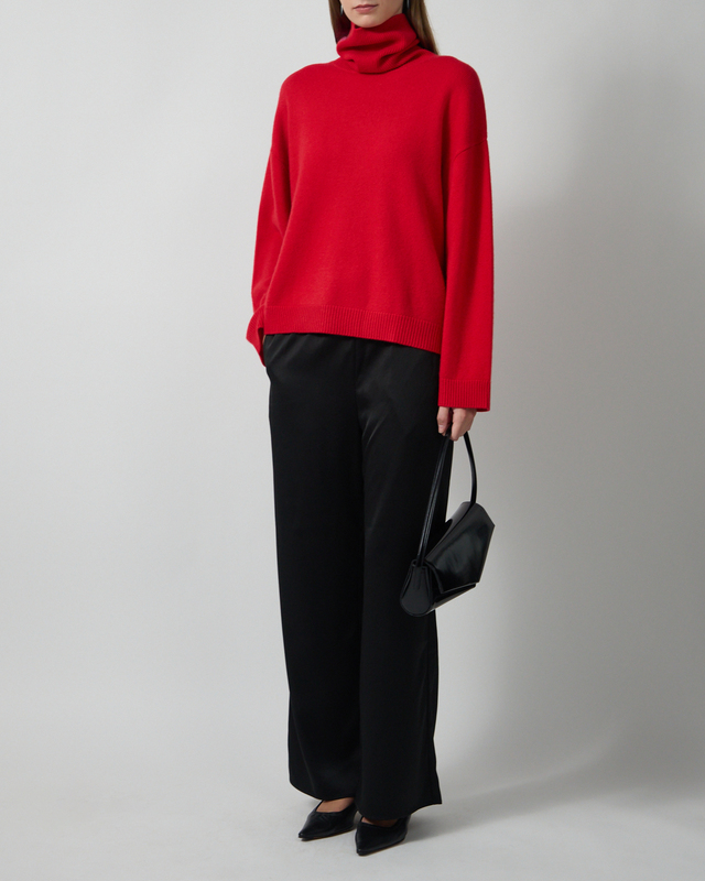 Striktrøje Folded Turtleneck Red
