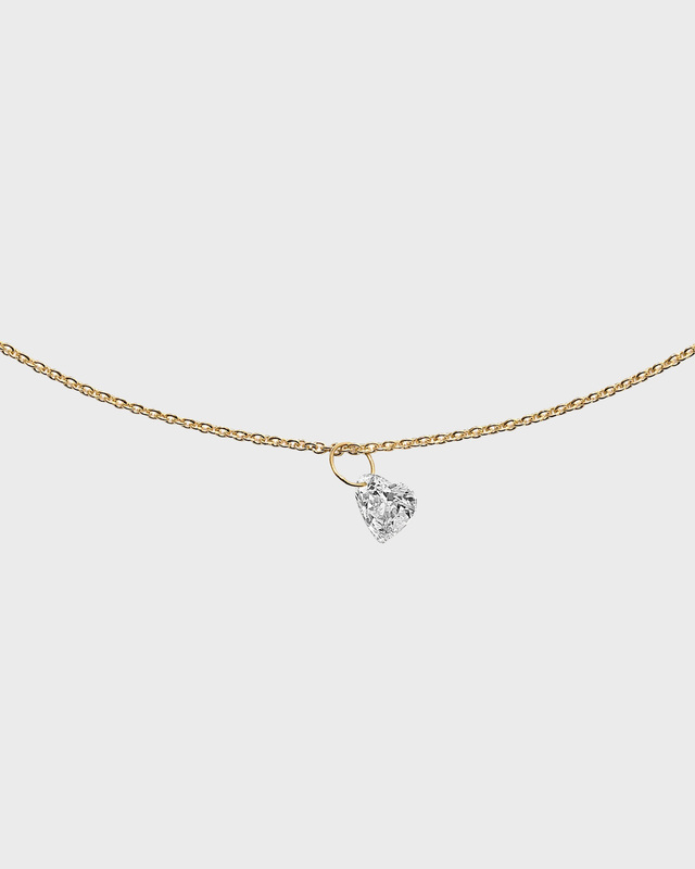 Necklace Floating Diamond Heart Guld