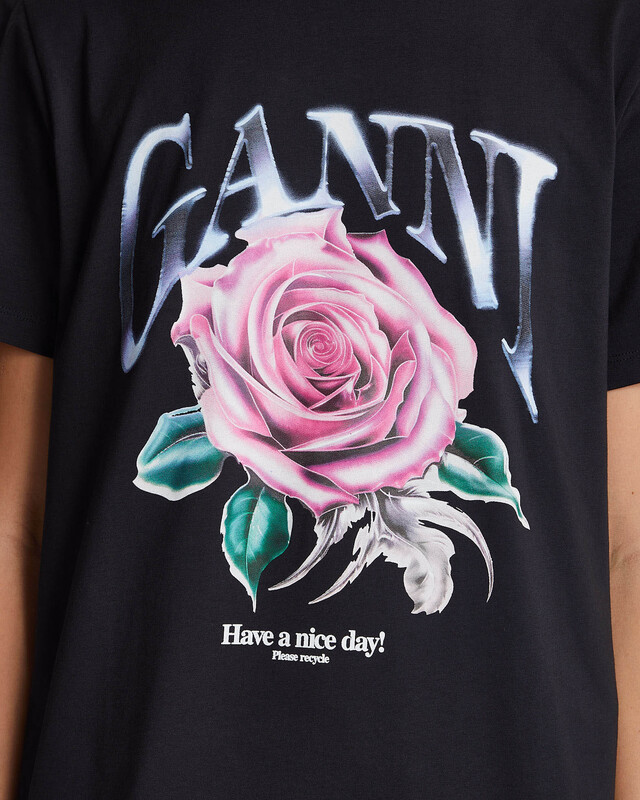 Ganni T-shirt Basic Cotton Rose Phantom  XL