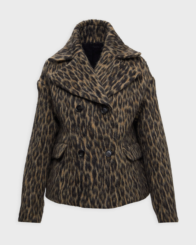 Teurn Studios Jacka Fitted Leo Peacoat Leopard 34