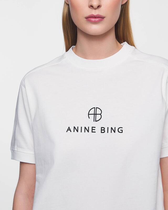 Anine Bing T-Shirt Jaylin Tee Monogram Ivory S