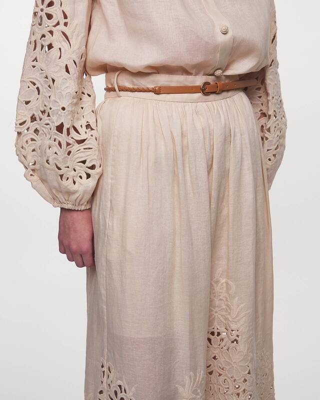 ZIMMERMANN Kjol Wylie Embroidered Midi  Creme 1 (S-M)