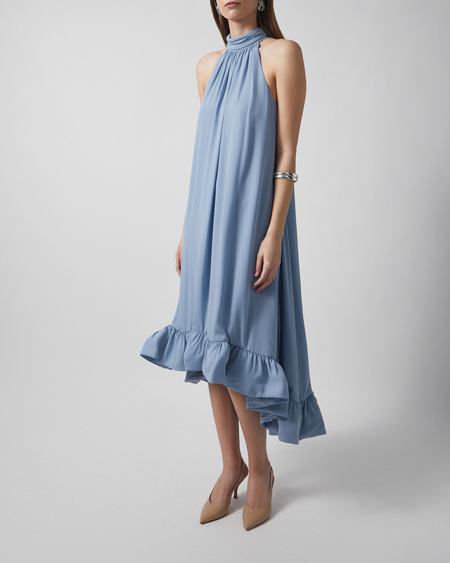 Dress Sabrina Halterneck Ruffled Midi Sky