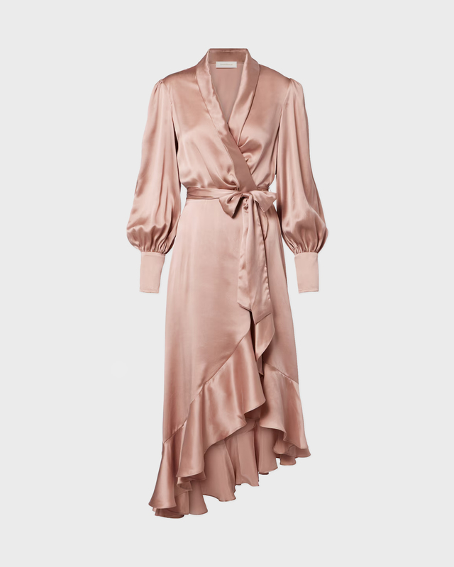 Dress Silk Wrap Midi  Light pink