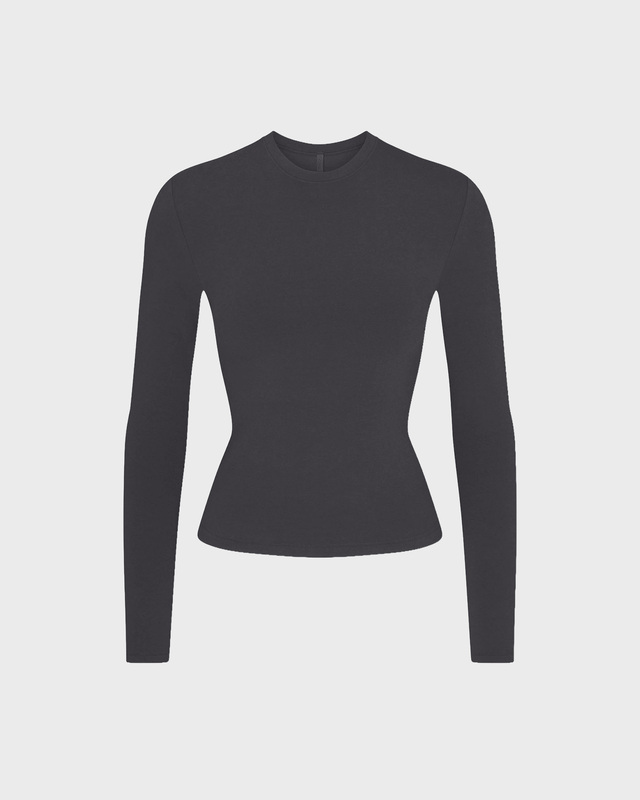 T-skjorte Cotton Jersey Long Sleeve Soot