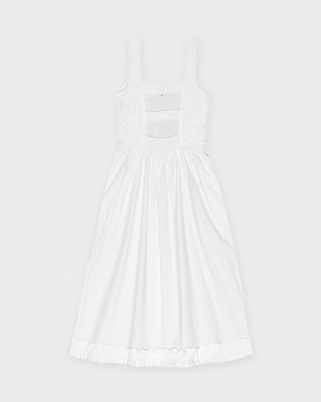 Ganni Dress Poplin Midi Strap White 36