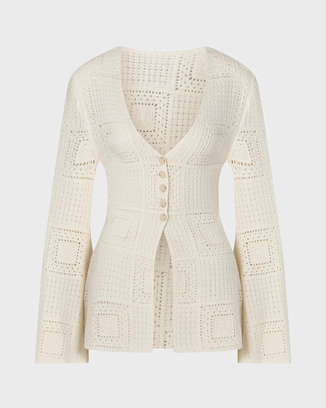 Cardigan Mirella Fitted Crochet Vanilla