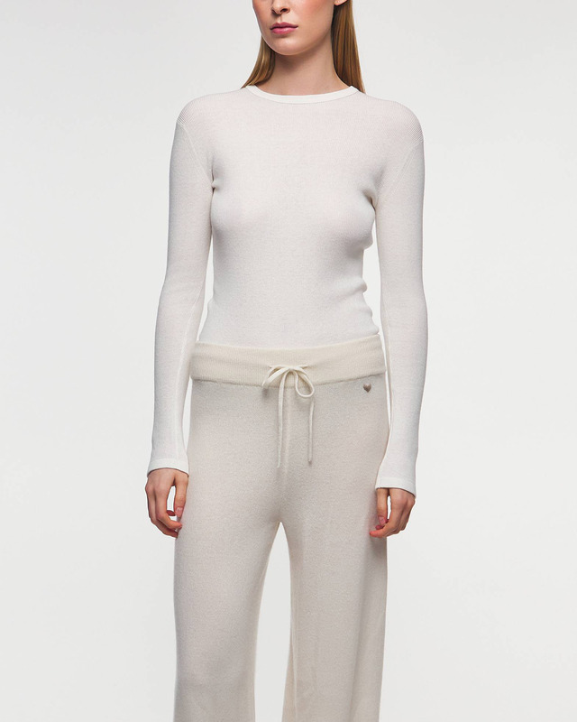 LISA YANG T-Shirt Vivian Long Sleeved Cashmere Offwhite 2 (M-L)