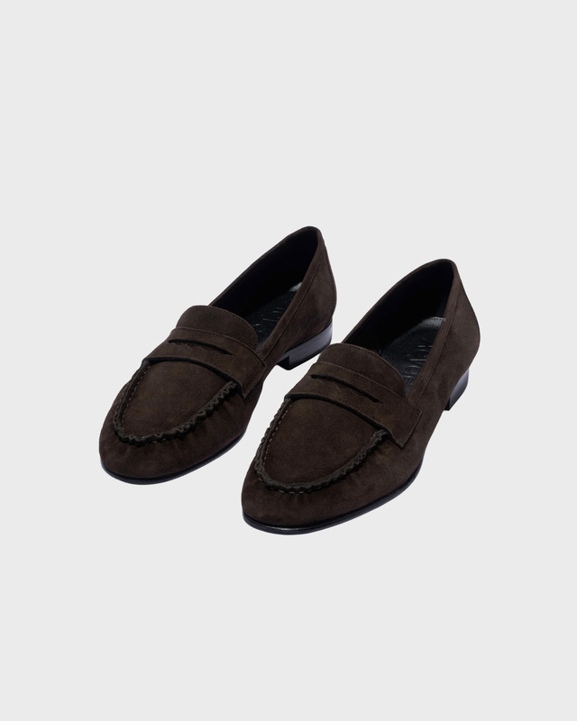 Loafers Aldous Kid Suede Leather Dark Brown