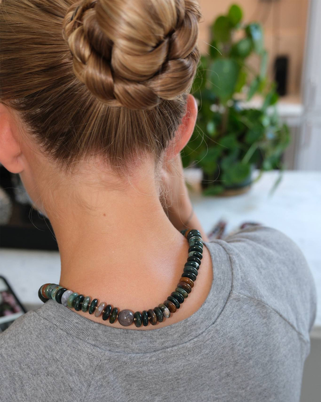 Halskjede Forest Green Stone Silver