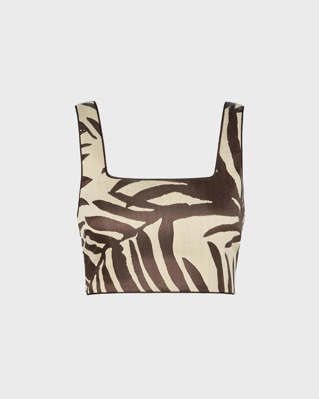 Top Mereya Jacquard Cropped White/Brown