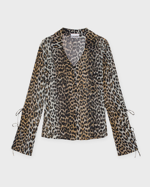 Skjorta Printed Chiffon Slim Leopard 1