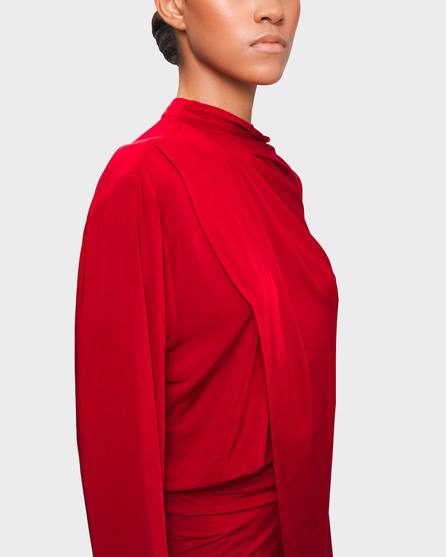 Magda Butrym Dress Long Sleeve Cape Red FR 38 (EUR 36)