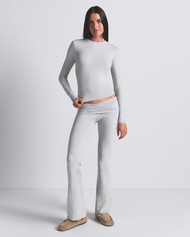 T-skjorte Cotton Jersey Long Sleeve Light Heather Grey