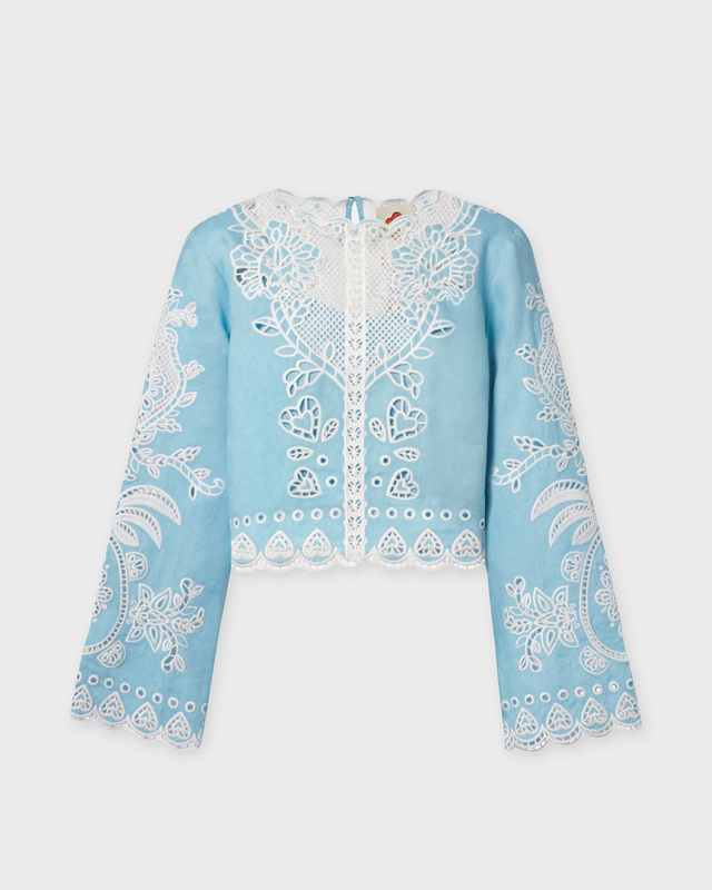 Blouse Romantic Richelieu Ljusblå