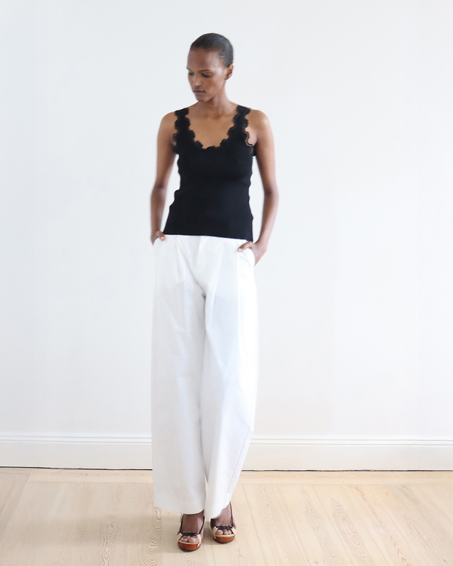 Top Älma Lace-Trimmed Ribbed Silk Black