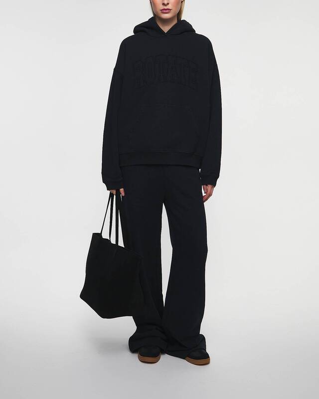 ROTATE Birger Christensen Hoodie Washed Heavy Sweat  Black L