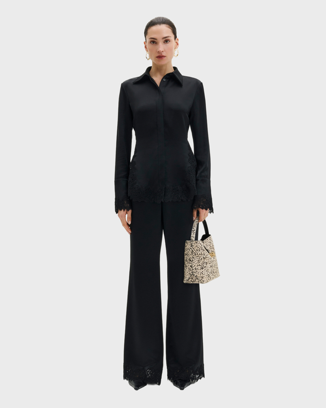 Byxor Marine Satin Lace Hem Black