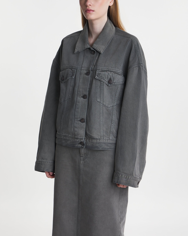 Acne Studios Jacket Denim Cropped Relaxed Antracite grå 40