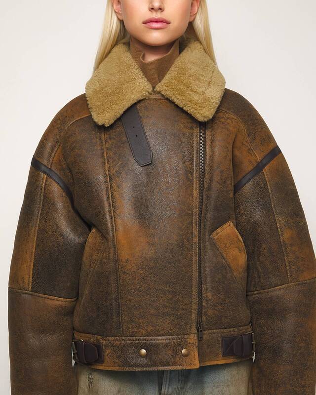 Acne Studios  Jacka Shearling Leather Brun 34