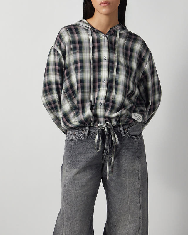 Shirt Hooded Check Svart/grön