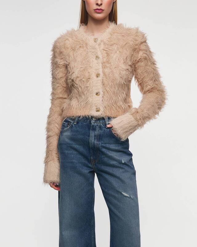 Acne Studios Cardiganen Fluffy Cropped   Beige XS