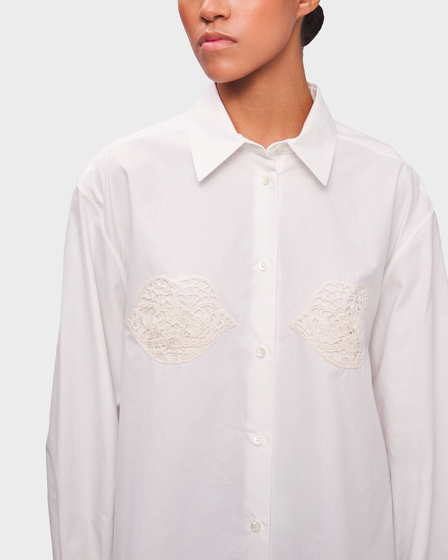 Magda Butrym Shirt Crochet Bra Button-Up White FR 40 (EUR 38)