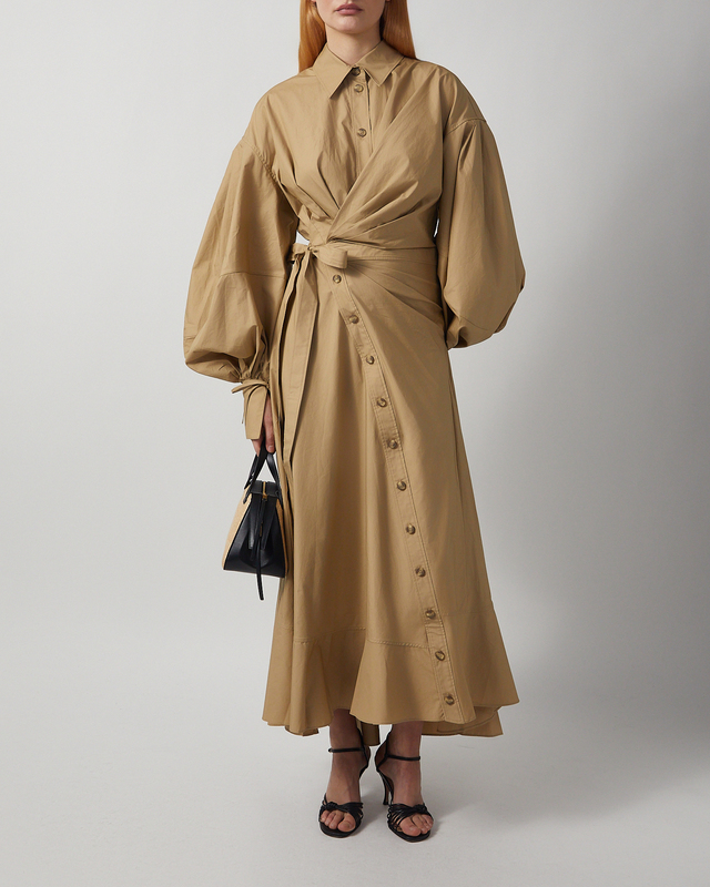 Klänning Rebellion Poplin Midi  Oliv