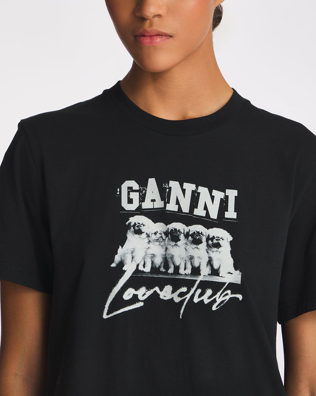 GANNI T-Shirt Thin Jersey Puppy Love Svart S