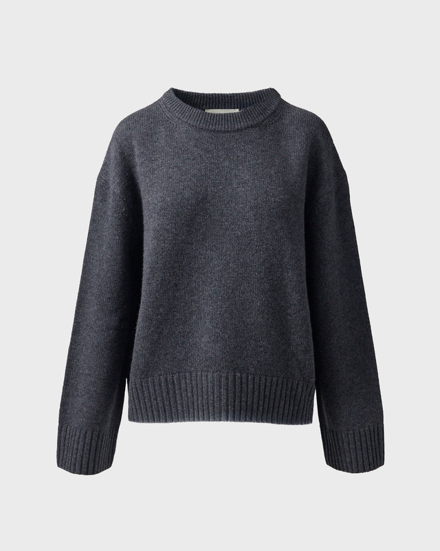 Genser Cashmere Wool R-neck Grey