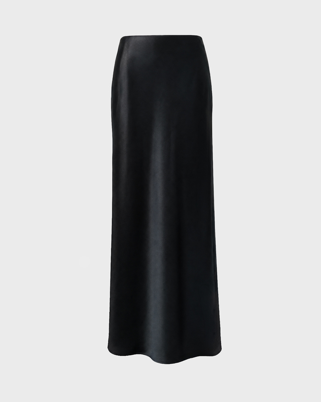 Nederdel Cielo Long Satin Black