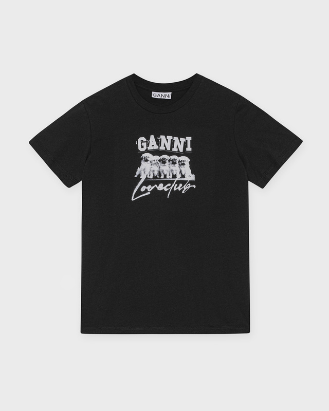 Ganni T-Shirt Thin Jersey Puppy Love Black S
