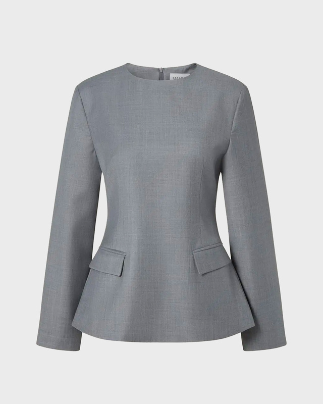 Blouse Athina Tailored Long Sleeve Grå